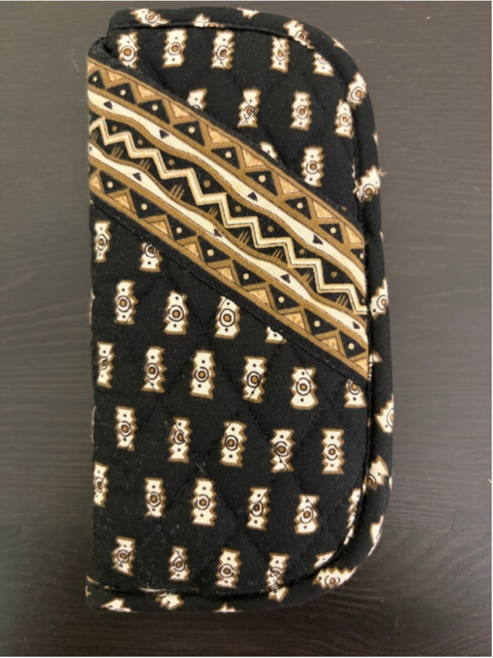 Vera Bradley Vintage "Zebras" Double Eyeglass Case Quilted Black Brown Retired